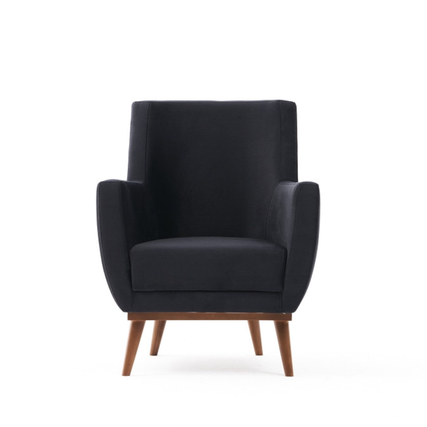 Poltrona Elegante, Veludo Antracite, 74 x 80 x 75 cm | Estrutura de Carpa, Pernas de Madeira de Faia, Espuma DNS 32 | Design Escandinavo Moderno, Fácil de Limpar