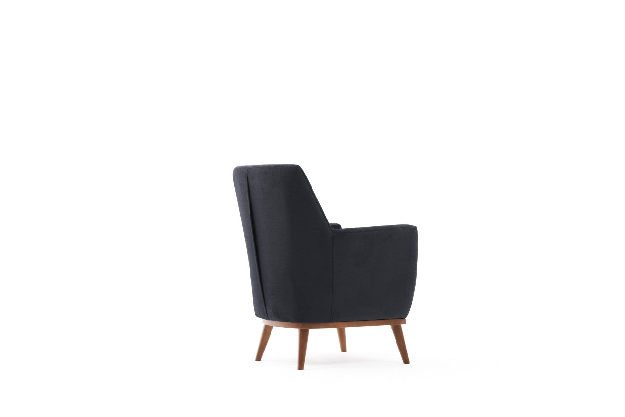Poltrona Elegante, Veludo Antracite, 74 x 80 x 75 cm | Estrutura de Carpa, Pernas de Madeira de Faia, Espuma DNS 32 | Design Escandinavo Moderno, Fácil de Limpar