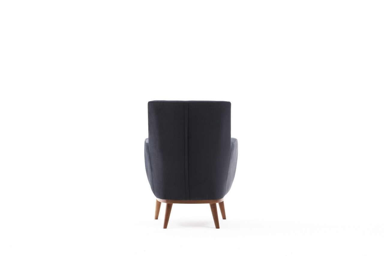 Poltrona Elegante, Veludo Antracite, 74 x 80 x 75 cm | Estrutura de Carpa, Pernas de Madeira de Faia, Espuma DNS 32 | Design Escandinavo Moderno, Fácil de Limpar