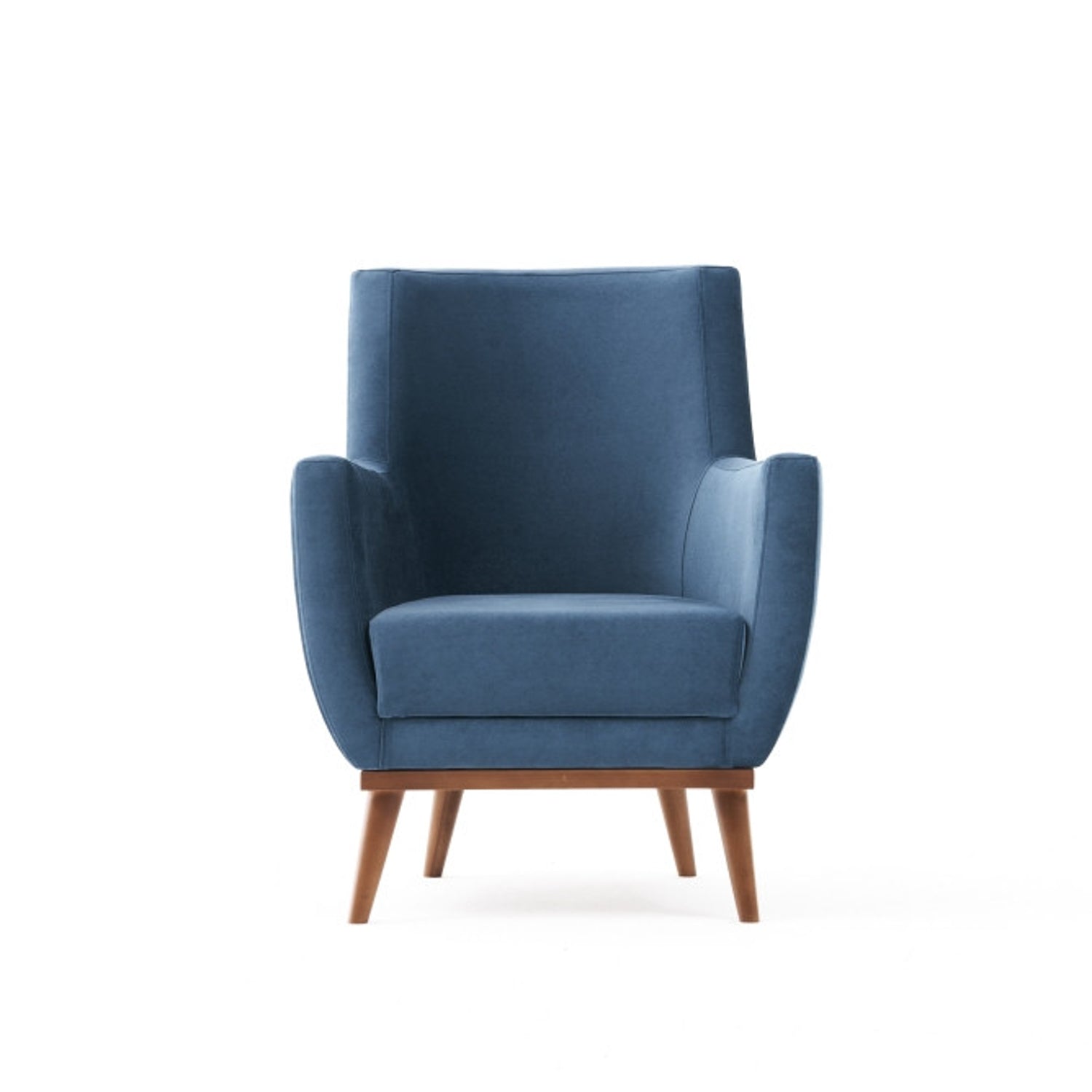 Poltrona Elegante Azul, Tecido de Veludo, Estrutura de Madeira de Carpa, 74 x 80 x 75 cm | Assento de Espuma DNS 32, Fácil de Limpar | Perfeita para Decoração Moderna e Escandinava