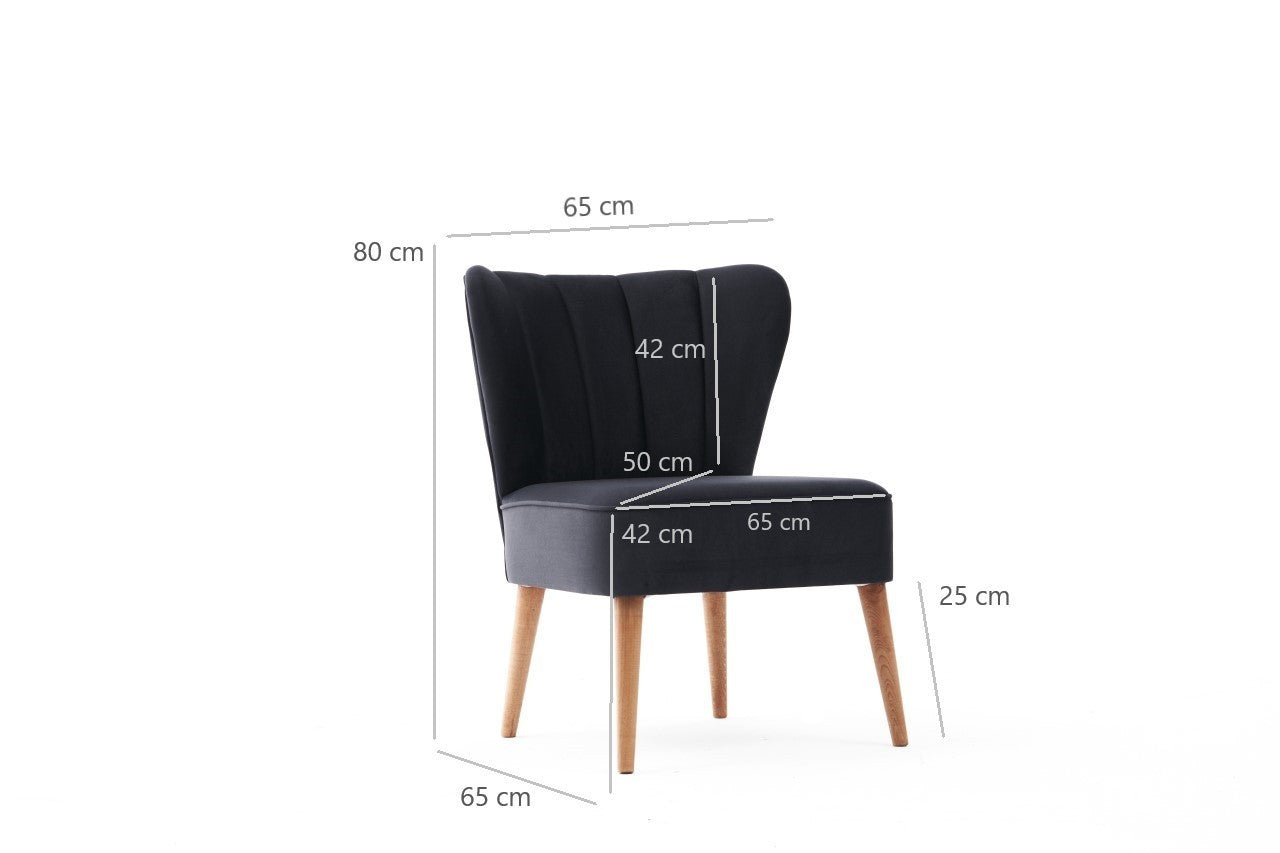 Poltrona moderna – 65x65x80 cm – antracite – madeira de faia