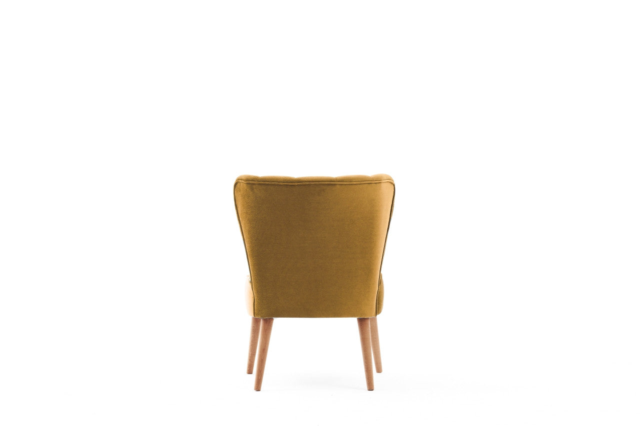 Poltrona Elegante com Asas – 65x65x80 cm – Dourado – Madeira de Faia