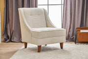 Poltrona Elegante em Creme, Estrutura 100% Madeira de Faia, Espuma 32 DNS para Conforto | Dimensões: 67x73x70 cm | Perfeita para Salas de Estar e Espaços de Estudo
