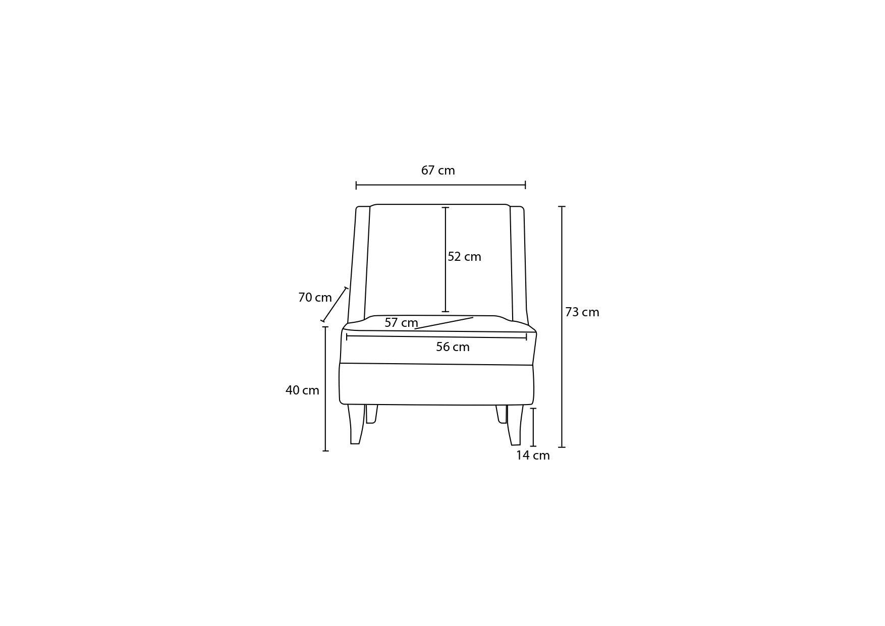 Poltrona Elegante, Cinza, 67 x 73 x 70 cm | Estrutura 100% Madeira de Faia, Espuma 32 DNS para Conforto | Uma Adição Elegante para Sala de Estar e Escritório
