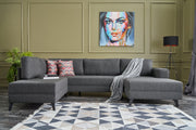 Sofá-cama de canto moderno – 300 cm – antracite – estrutura de madeira de abeto, tecido 50% poliéster/50% linho