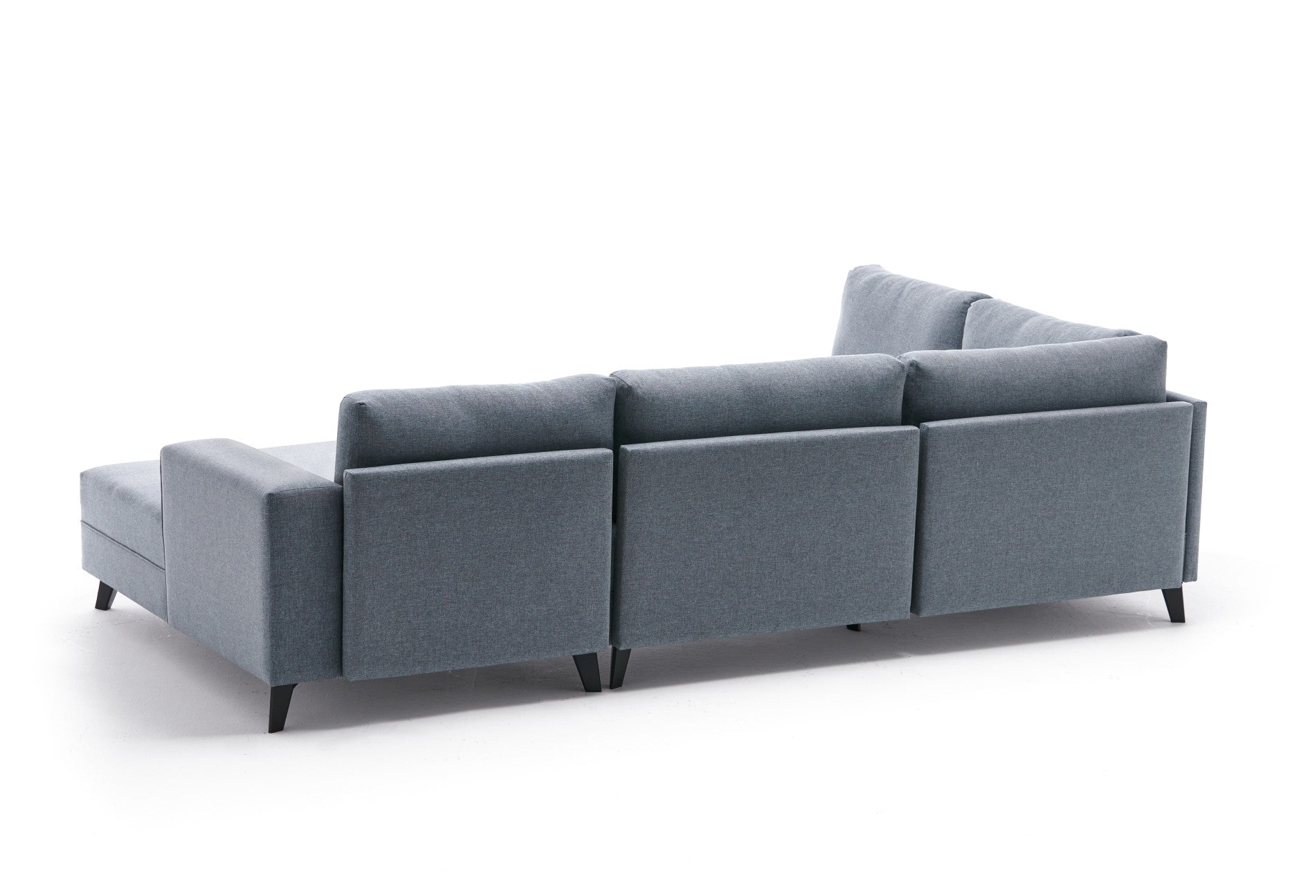 Sofá-cama de canto moderno, tecido azul, 300 cm | Estrutura de madeira de abeto, espuma 28 DNS, fácil de limpar | Perfeito para espaços industriais e escandinavos