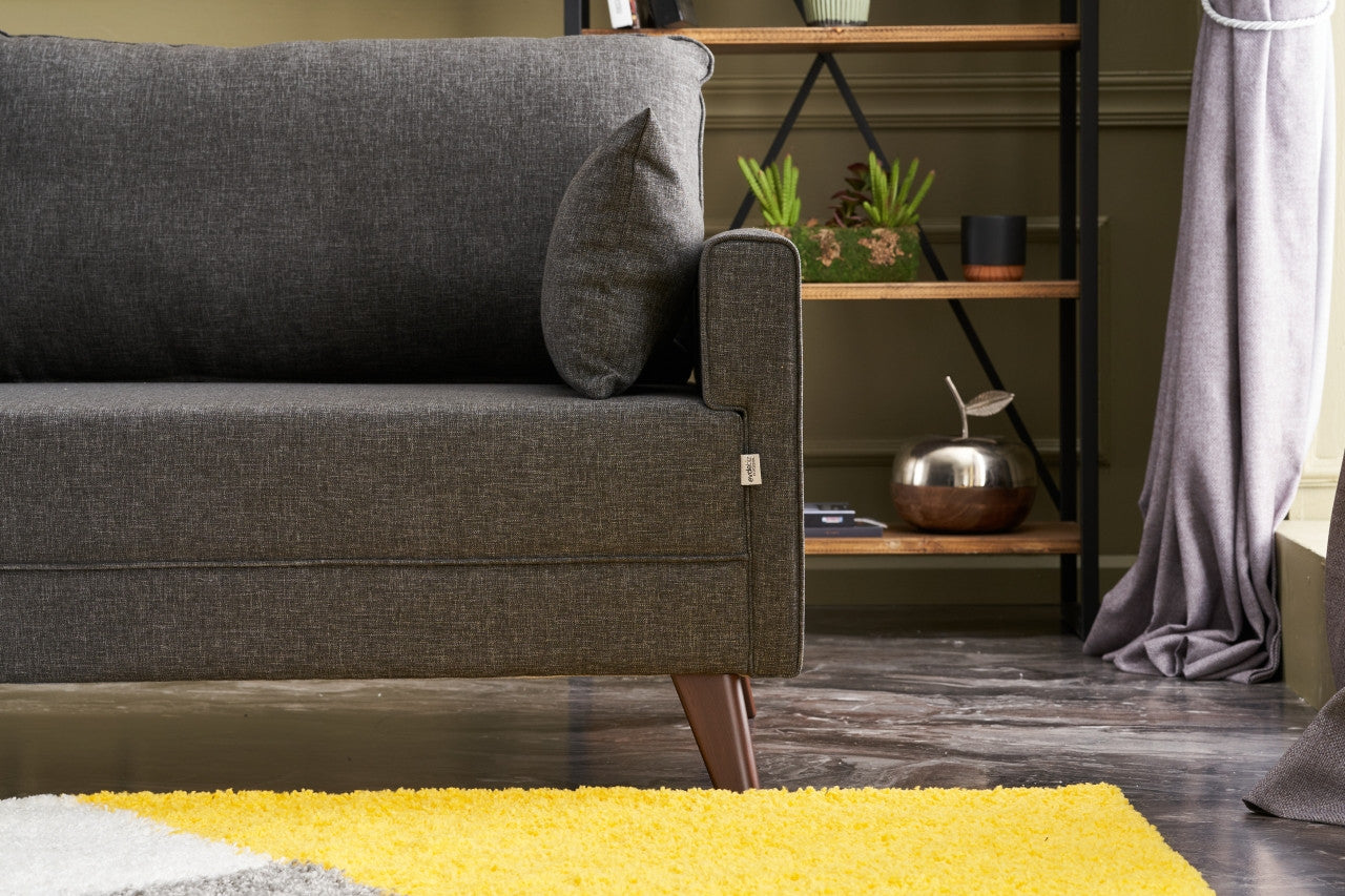 Sofá moderno de 3 lugares – 208 x 85 x 81 cm – Antracite – Estrutura em madeira de abeto e MDF