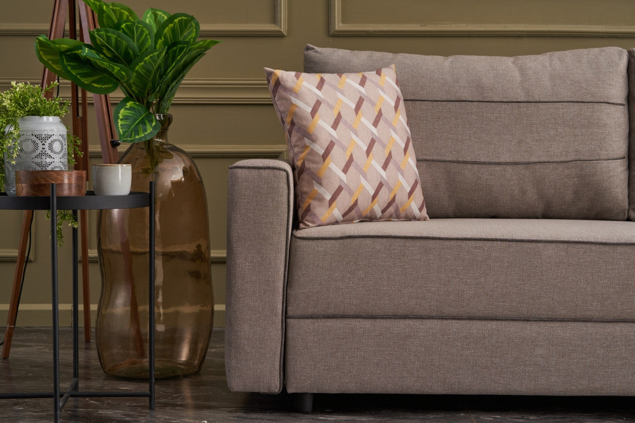 Sofá-cama moderno de 3 lugares, creme, 215 cm | Estrutura em madeira de abeto e MDF, 100% poliéster, fácil de limpar | Converte-se em cama de 185 x 150 cm, design escandinavo