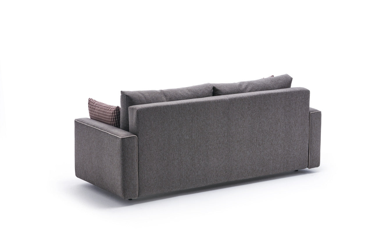 Sofá-cama moderno de 3 lugares, marrom, 215 cm | Estrutura em madeira de abeto e MDF, 100% poliéster, fácil de limpar | Converte-se em cama de 185 x 150 cm, design elegante e funcional