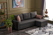 Sofá-cama de canto moderno, antracite, 242 cm | Estrutura em madeira de abeto e MDF, 100% poliéster, fácil de limpar | Tamanho da cama: 200 x 150 cm, design elegante e funcional