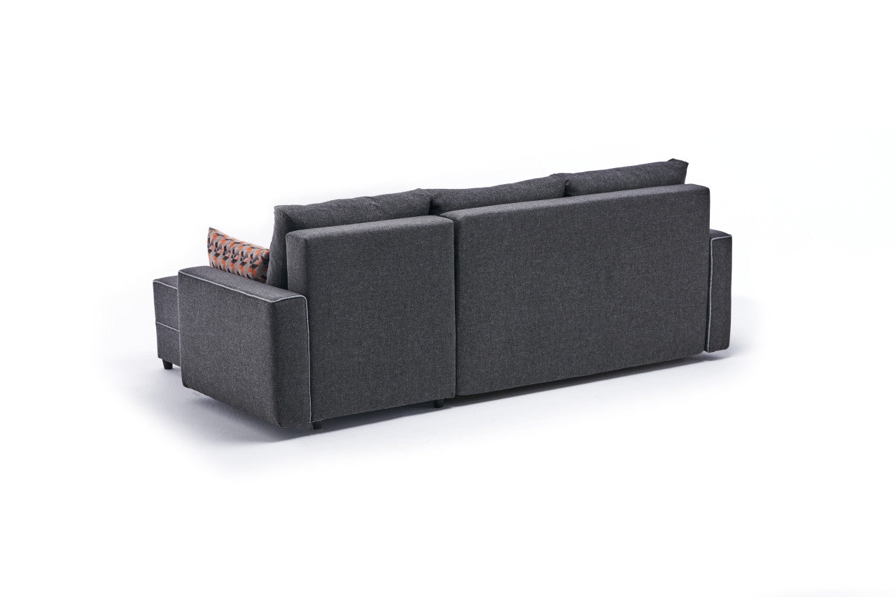 Sofá-cama de canto moderno, antracite, 242 cm | Estrutura em madeira de abeto e MDF, 100% poliéster, fácil de limpar | Tamanho da cama: 200 x 150 cm, design elegante e funcional