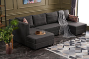 Sofá-cama de canto moderno, antracite, 315 cm | Estrutura em madeira de abeto e MDF, 100% poliéster, fácil de limpar | Tamanho da cama: 200 x 150 cm, design elegante e funcional