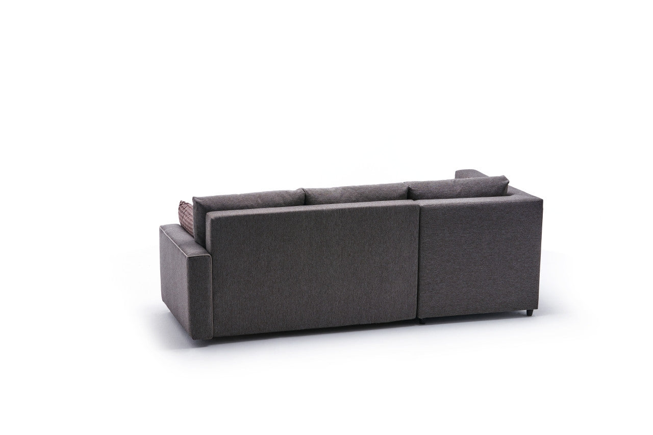 Sofá-cama de canto moderno, marrom, 242 cm | Estrutura em madeira de abeto e MDF, 100% poliéster, fácil de limpar | Tamanho da cama: 200 x 150 cm, design elegante e funcional