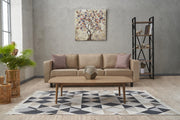 Sofá elegante de 3 lugares, veludo creme, 222 x 91 x 83 cm | Estrutura de madeira de faia, espuma 28 DNS, perfeito para interiores modernos e escandinavos