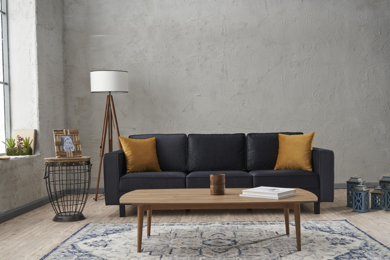 Sofá moderno de 3 lugares – 222 cm – antracite – madeira de faia