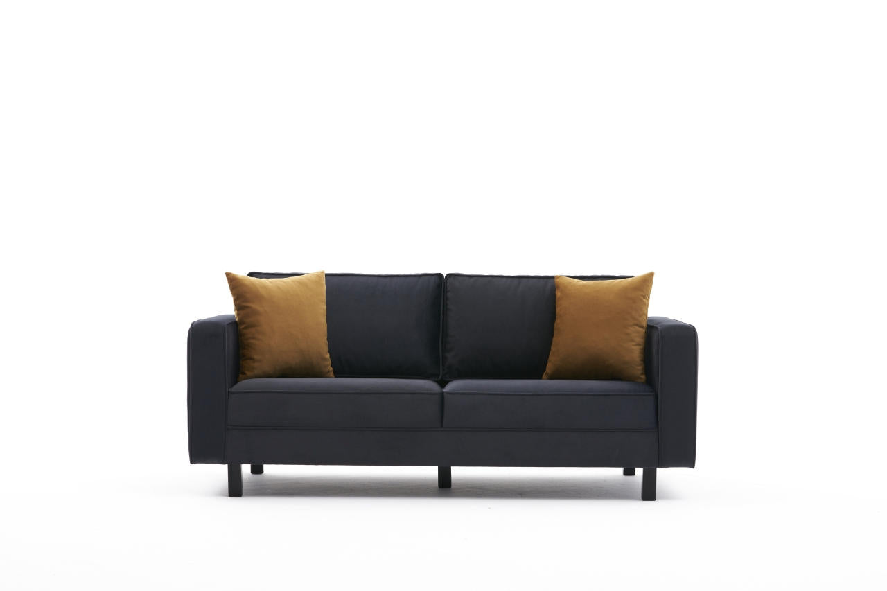 Sofá elegante de 2 lugares, veludo antracite, 180 x 91 x 83 cm | Estrutura de madeira de faia, espuma 28 DNS, perfeito para interiores modernos e escandinavos