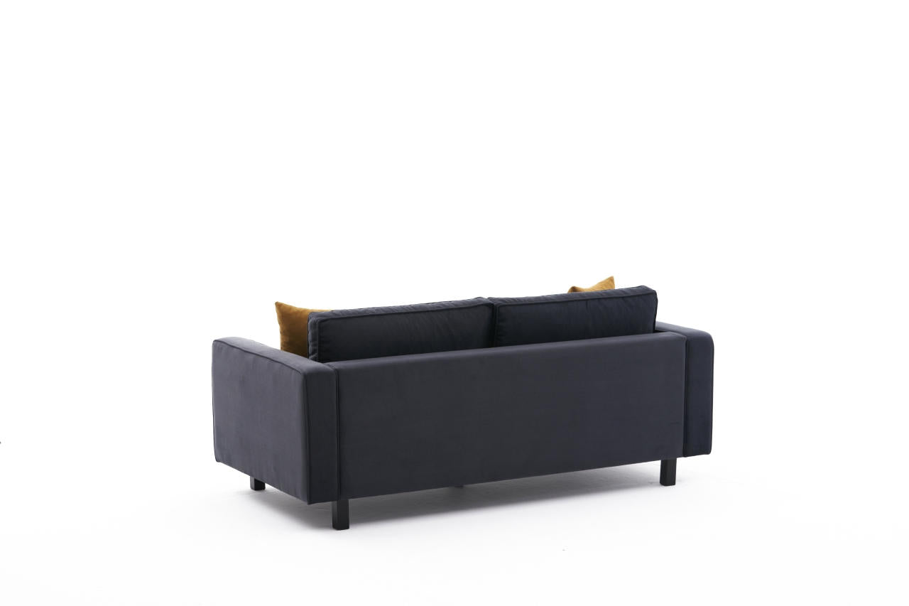 Sofá elegante de 2 lugares, veludo antracite, 180 x 91 x 83 cm | Estrutura de madeira de faia, espuma 28 DNS, perfeito para interiores modernos e escandinavos