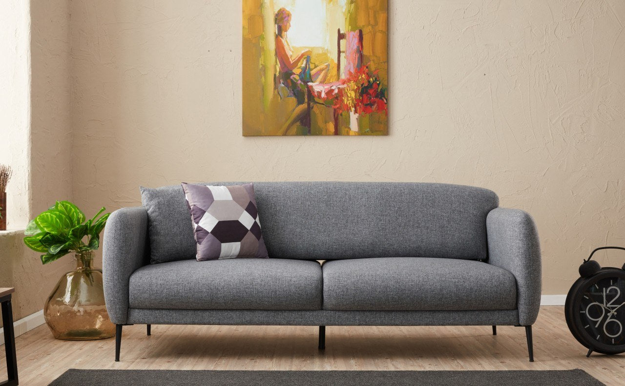 Sofá-cama moderno de 3 lugares – 210 cm – cinza – madeira de faia