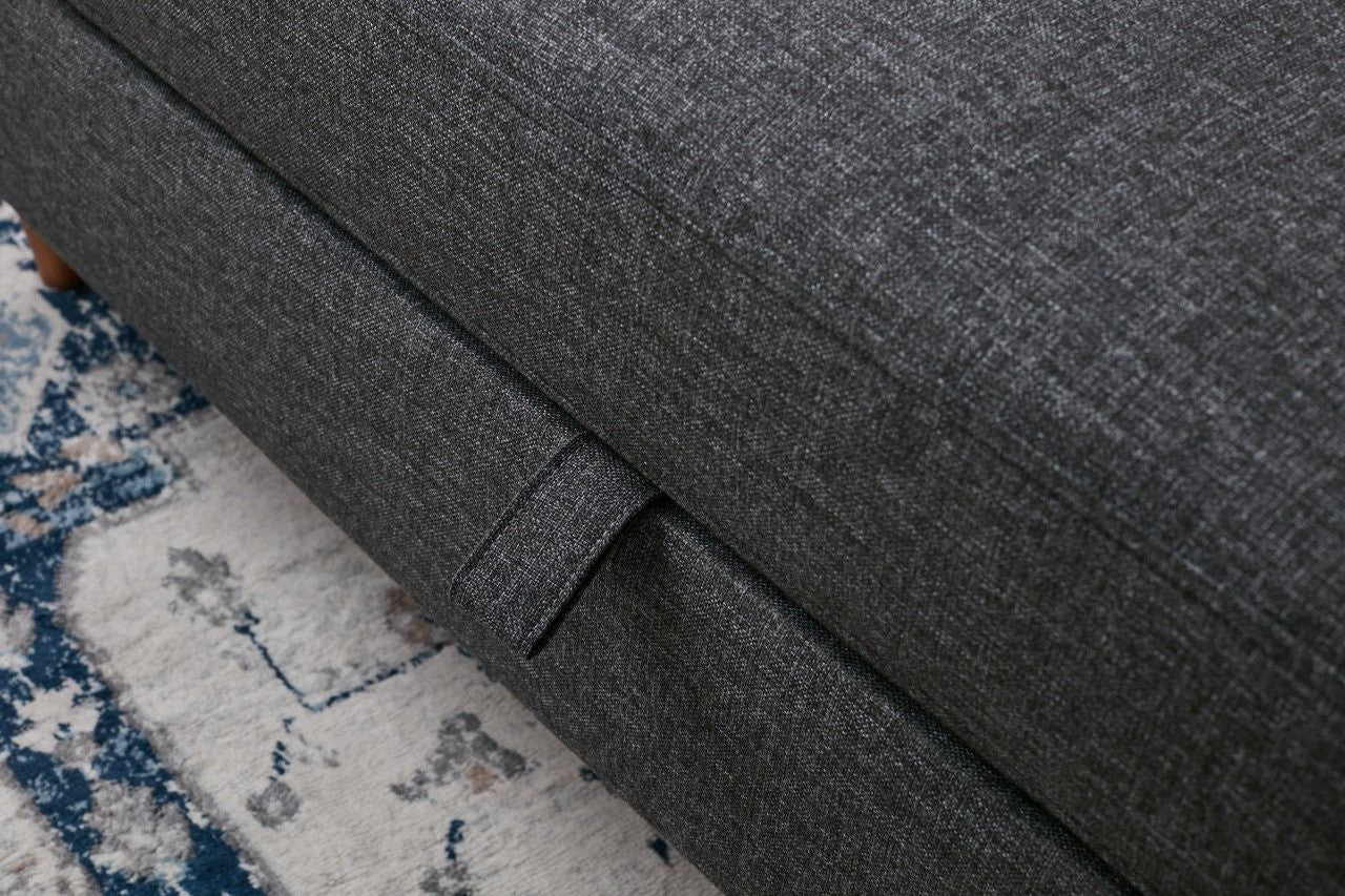 Sofá-cama moderno de 3 lugares – 210 x 90 x 82 cm – antracite – 100% poliéster