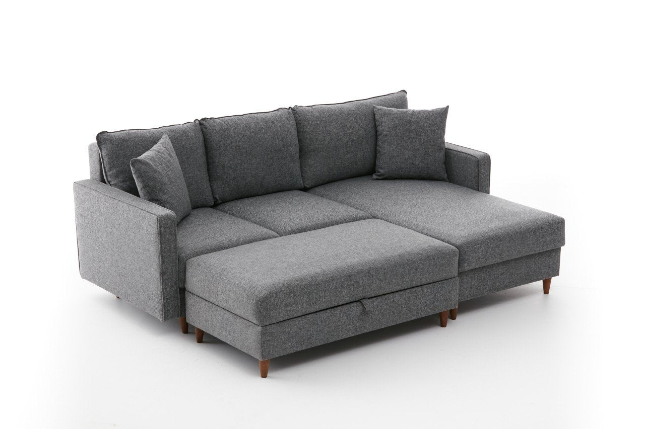 Sofá de Canto moderno – 210 cm – cinza – 100% poliéster