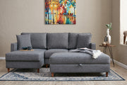 Sofá de canto moderno – 210 cm – cinza – 100% poliéster