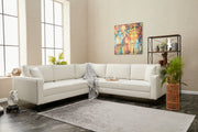 Sofá de Canto Moderno – 258 x 258 cm – Creme e Preto – Madeira de Faia e Poliéster