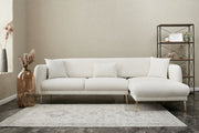 Sofá-cama de canto – 77x70x77 cm – creme e dourado – madeira de faia e poliéster
