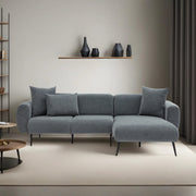 Sofá de canto elegante – 252 cm – Antracite – Madeira de faia e tecido 100% poliéster