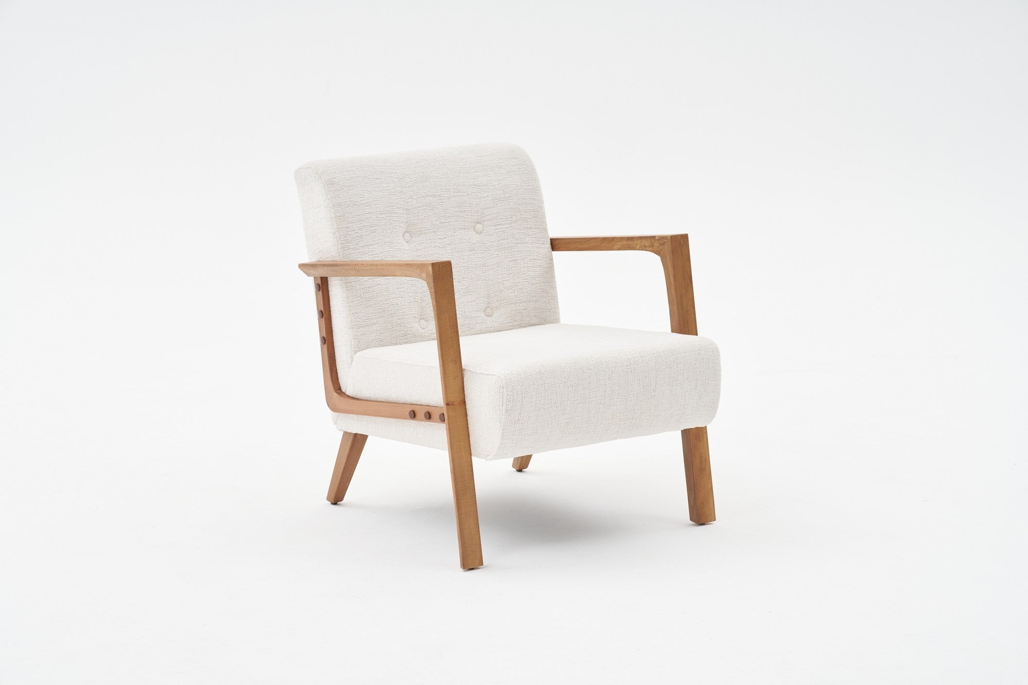 Poltrona Elegante – 69 x 80 x 83 cm – Creme – Madeira de Faia