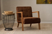 Poltrona Elegante – 69x80x83 cm – Castanho – Tecido Chenille e Madeira de Faia