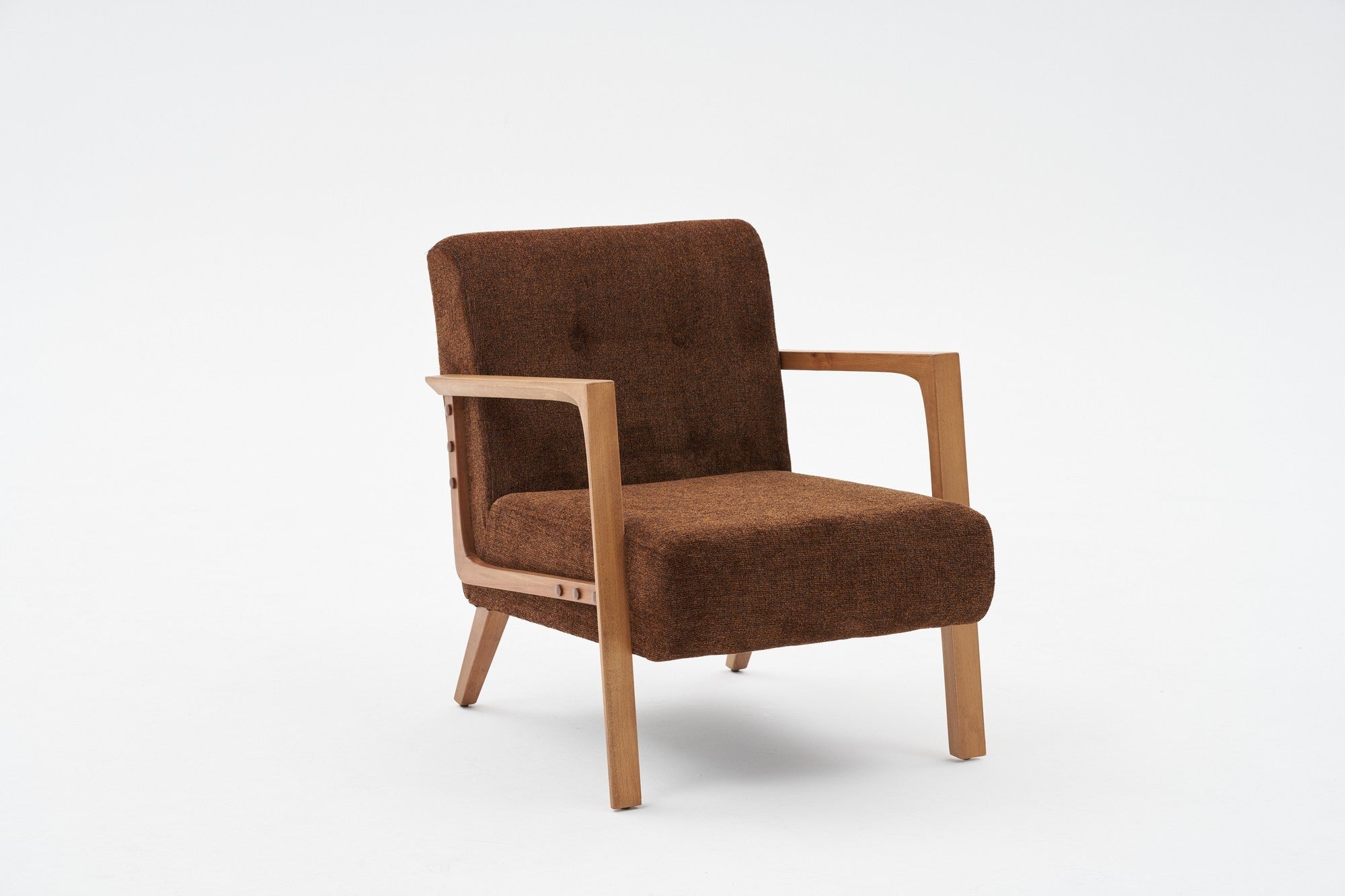 Poltrona Elegante – 69x80x83 cm – Castanho – Tecido Chenille e Madeira de Faia