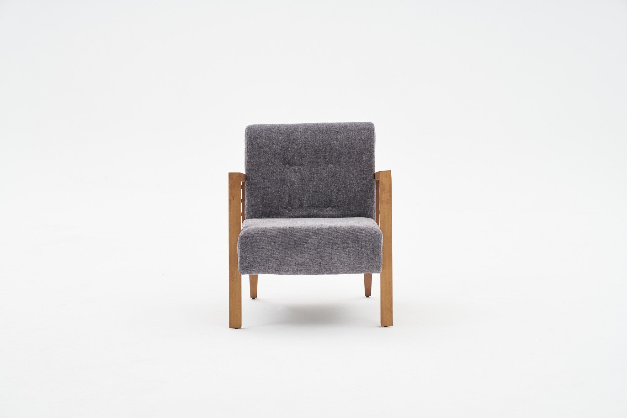Poltrona – 69 x 80 x 83 cm – Cinza – Madeira de Faia e Tecido Chenille