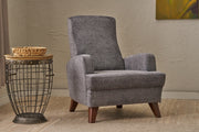 Poltrona Elegante – 76 x 91 x 87 cm – Cinza – Madeira maciça e poliéster
