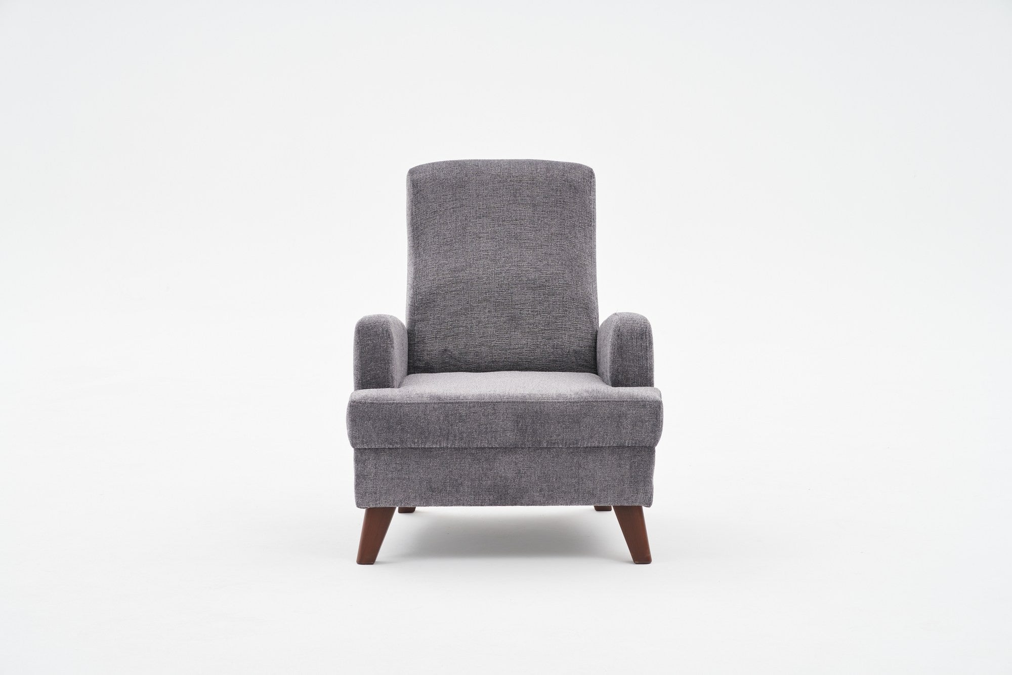 Poltrona Elegante – 76 x 91 x 87 cm – Cinza – Madeira maciça e poliéster