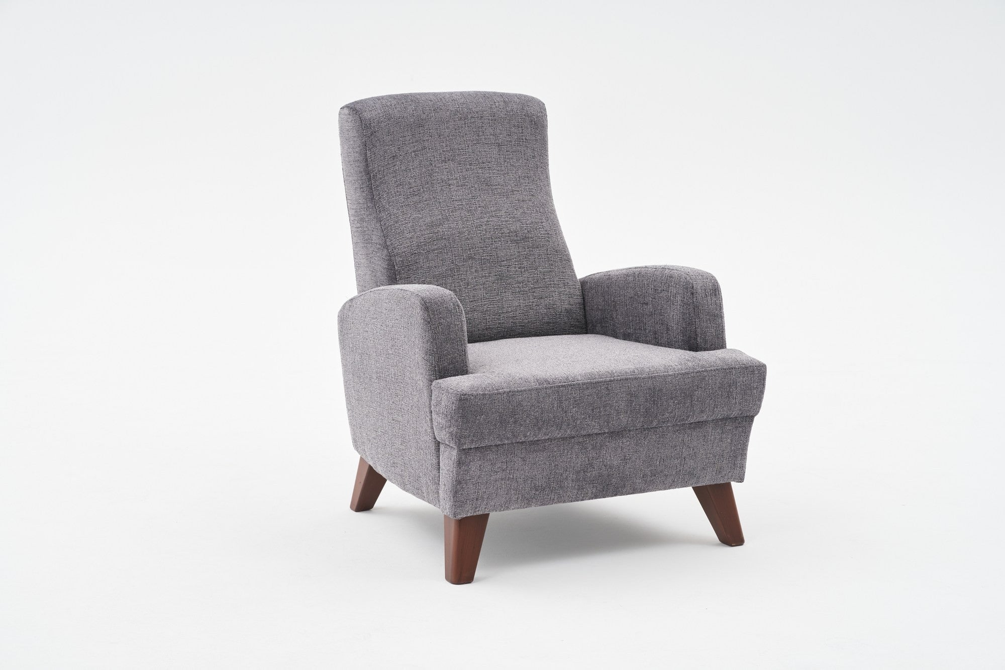 Poltrona Elegante – 76 x 91 x 87 cm – Cinza – Madeira maciça e poliéster