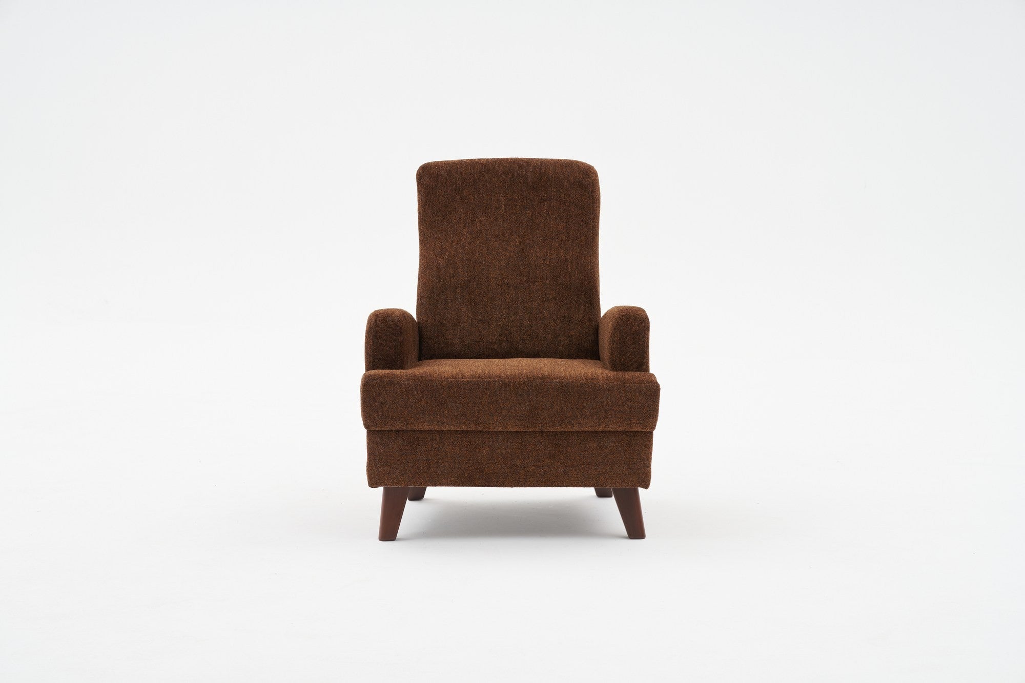 Poltrona Elegante – 76x91x87 cm – Castanho – Madeira Maciça e Tecido de Poliester