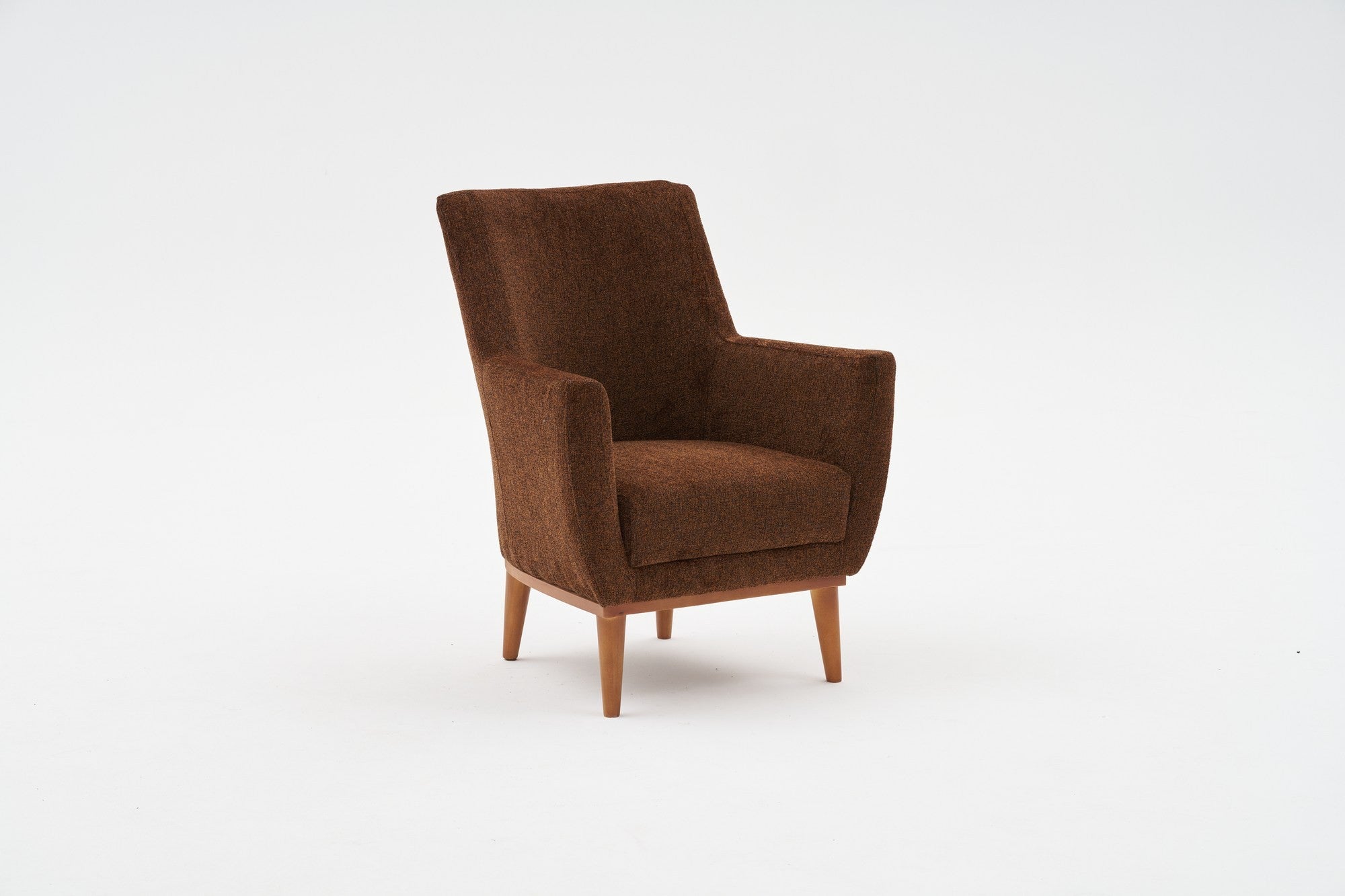 Poltrona Elegante, Tecido Chenille Marrom, 74 x 75 x 80 cm | Estrutura e Pernas em Madeira de Carpa, Assento com 42 cm de Altura | Confortável e Elegante para Sala de Estar