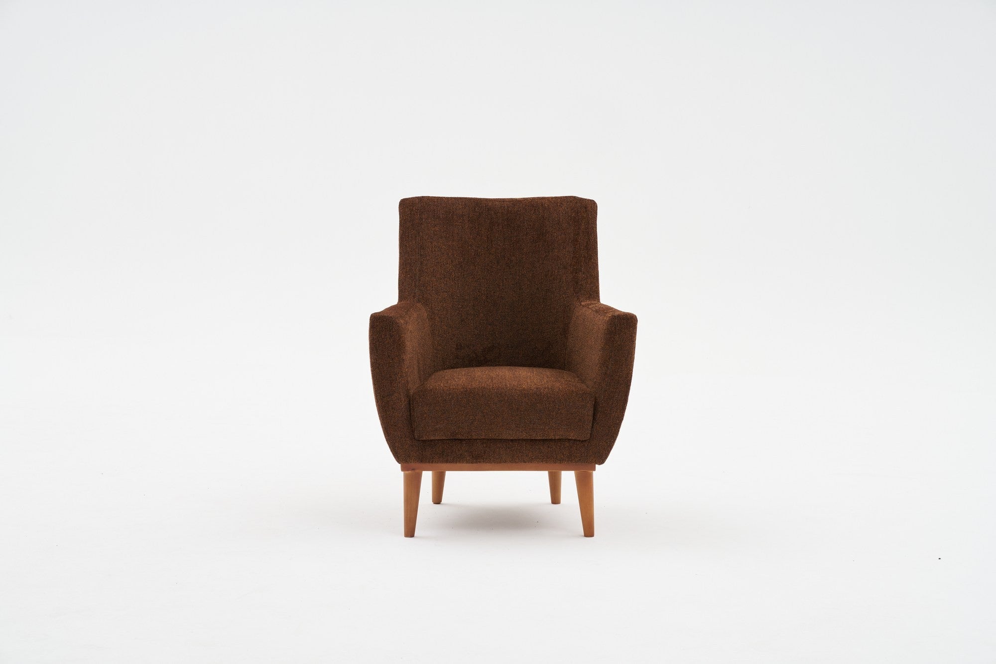 Poltrona Elegante, Tecido Chenille Marrom, 74 x 75 x 80 cm | Estrutura e Pernas em Madeira de Carpa, Assento com 42 cm de Altura | Confortável e Elegante para Sala de Estar