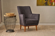 Poltrona Elegante, Antracite, 74 x 80 x 75 cm | Estrutura de madeira de carpa durável, tecido chenille 100% poliéster | Altura do assento confortável de 42 cm, design elegante para espaços de convivência modernos