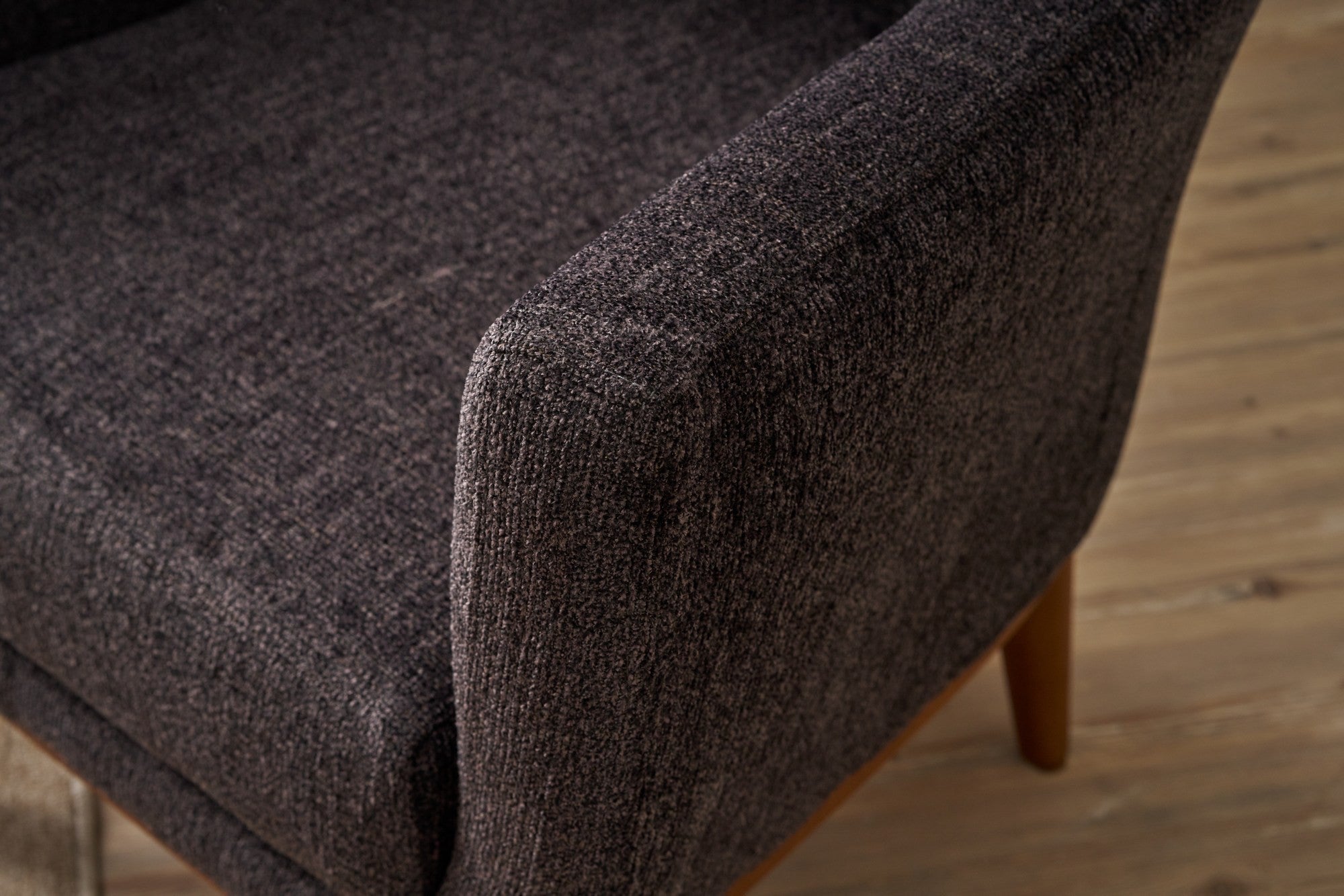 Poltrona Elegante, Antracite, 74 x 80 x 75 cm | Estrutura de madeira de carpa durável, tecido chenille 100% poliéster | Altura do assento confortável de 42 cm, design elegante para espaços de convivência modernos
