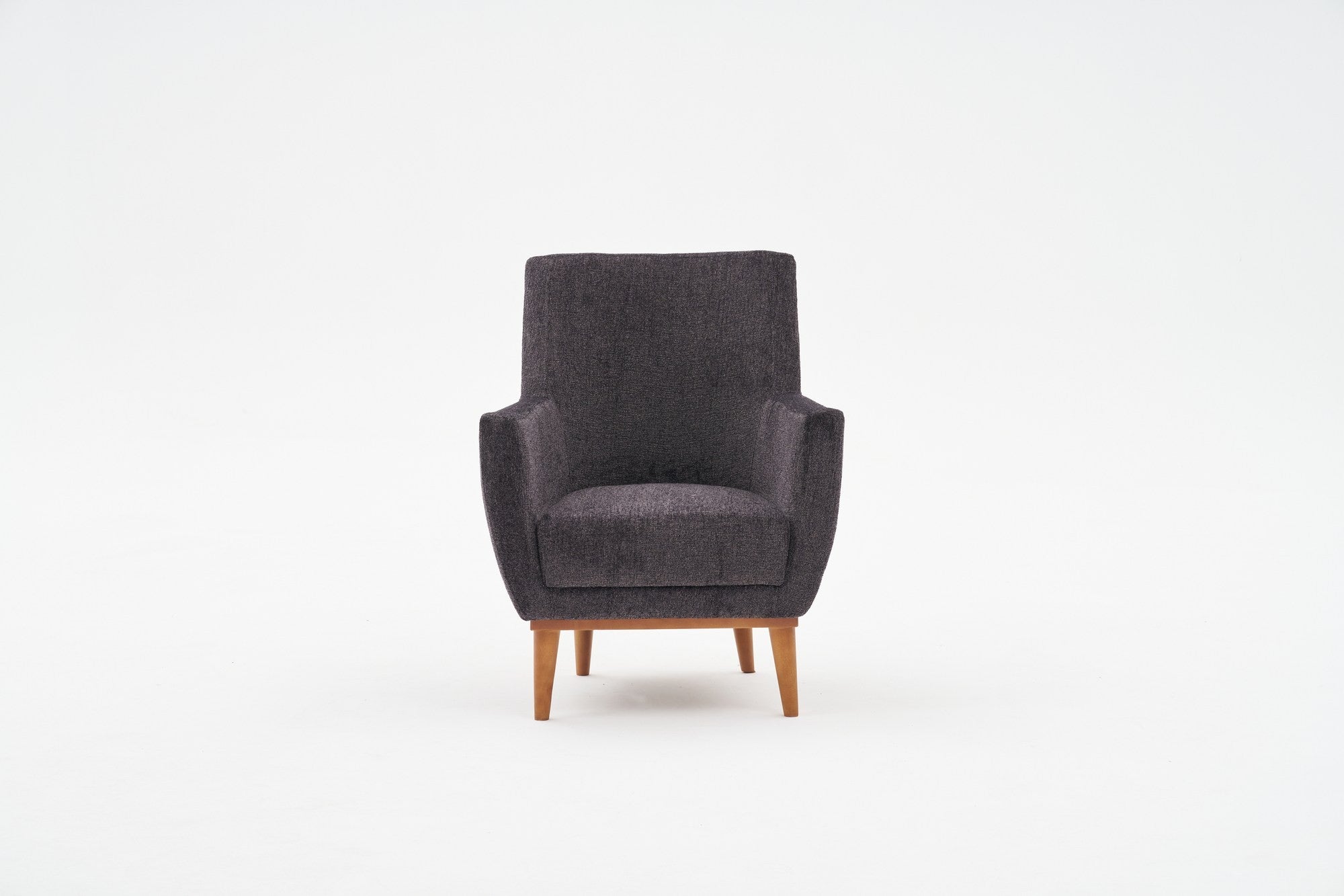 Poltrona Elegante, Antracite, 74 x 80 x 75 cm | Estrutura de madeira de carpa durável, tecido chenille 100% poliéster | Altura do assento confortável de 42 cm, design elegante para espaços de convivência modernos