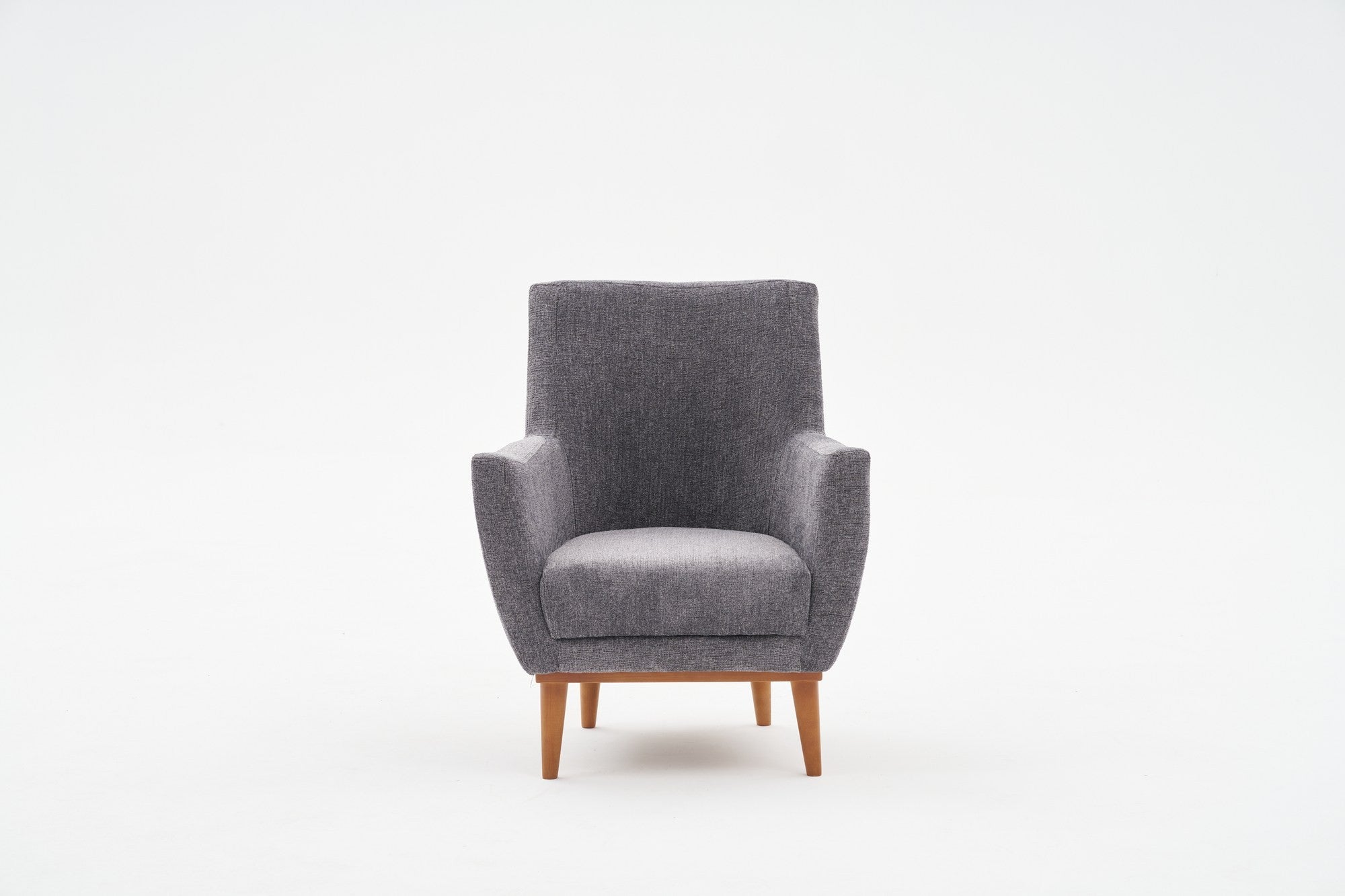 Poltrona Elegante, Tecido Chenille Cinza, 74 x 80 x 75 cm | Estrutura e Pernas em Madeira de Carpa, Assento Confortável em Espuma de 12 cm | Perfeita para Sala de Estar e Escritório