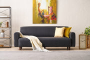 Sofá elegante de 3 lugares, antracite, 220 x 87 x 70 cm | Estrutura de abeto durável, tecido 100% poliéster, espuma 28 DNS | Perfeito para salas de estar modernas