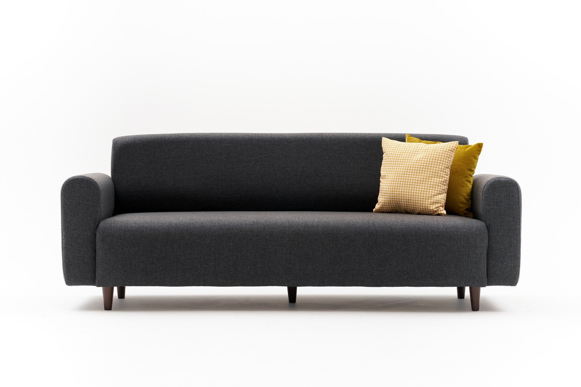Sofá elegante de 3 lugares, antracite, 220 x 87 x 70 cm | Estrutura de abeto durável, tecido 100% poliéster, espuma 28 DNS | Perfeito para salas de estar modernas