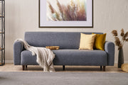 Sofá elegante de 3 lugares, cinza, 220 cm | Estrutura em formato de árvore, tecido 100% linho e poliéster | Espuma confortável de 28 DNS, perfeito para salas de estar modernas