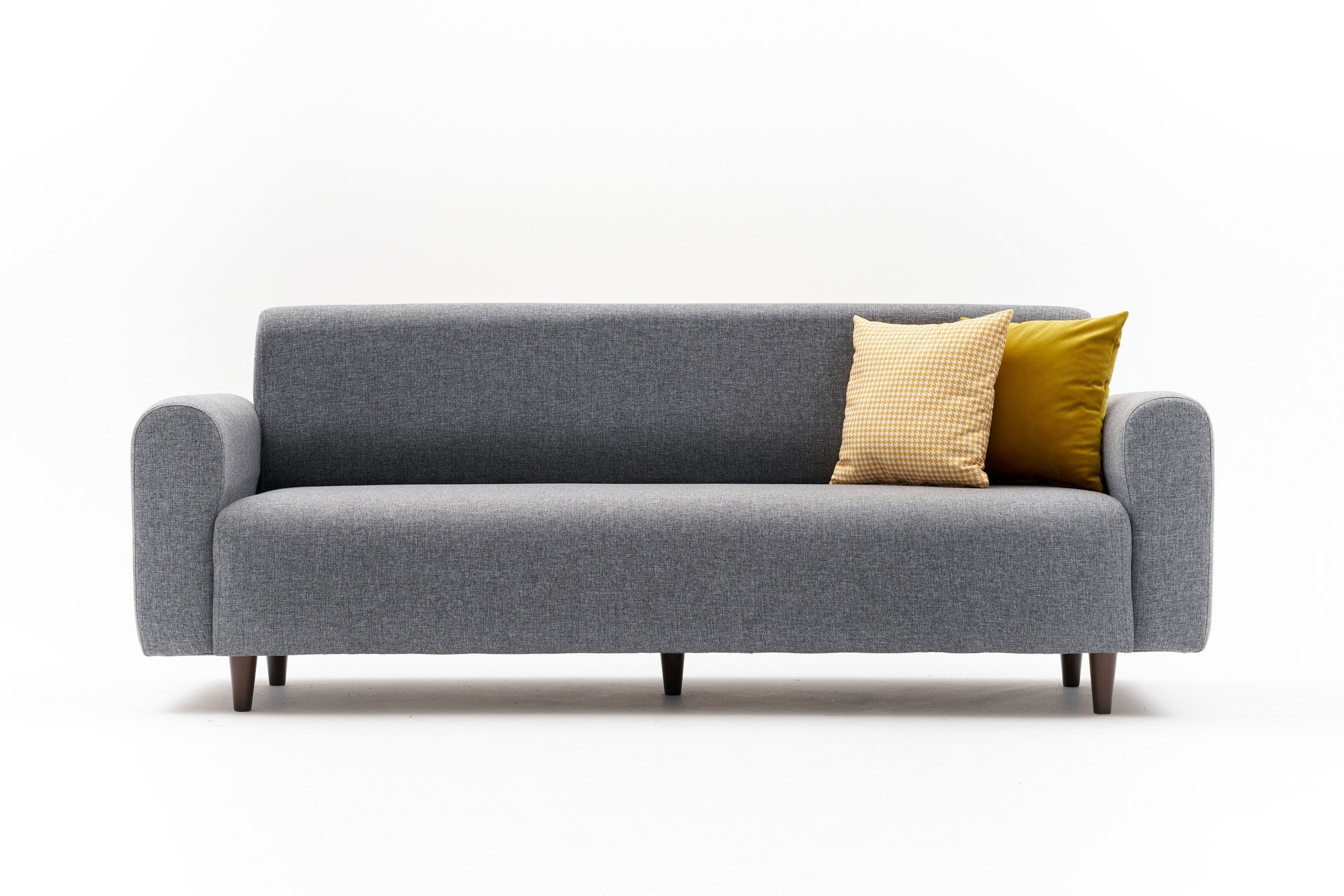 Sofá elegante de 3 lugares, cinza, 220 cm | Estrutura em formato de árvore, tecido 100% linho e poliéster | Espuma confortável de 28 DNS, perfeito para salas de estar modernas