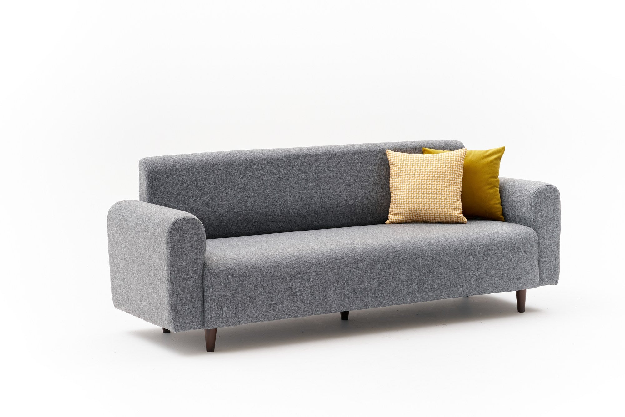 Sofá elegante de 3 lugares, cinza, 220 cm | Estrutura em formato de árvore, tecido 100% linho e poliéster | Espuma confortável de 28 DNS, perfeito para salas de estar modernas