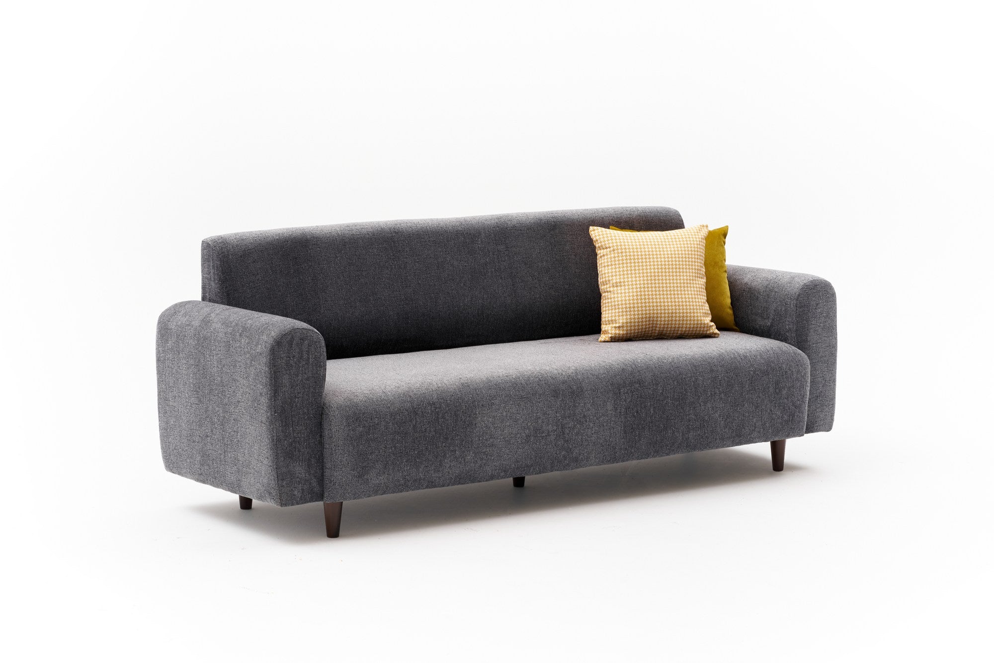 Sofá elegante de 3 lugares, tecido chenille cinza, 220 x 87 x 70 cm | Estrutura durável em formato de árvore de abeto, espuma 28 DNS, perfeito para salas de estar e lounges modernos