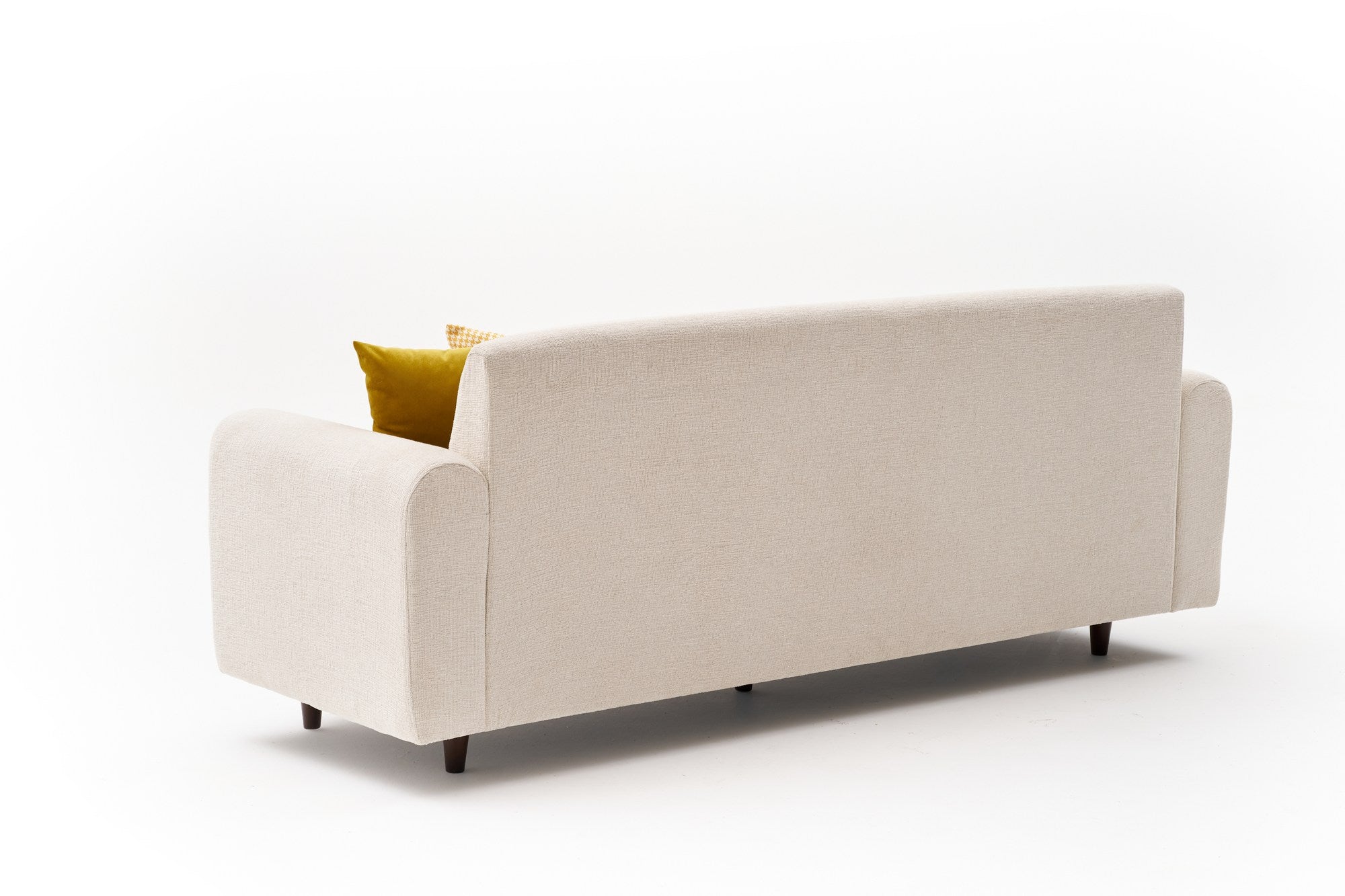 Sofá elegante de 3 lugares, tecido chenille creme, 220 x 87 x 70 cm | Estrutura de abeto durável, espuma 28 DNS, perfeito para salas de estar e lounges modernos
