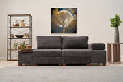 Sofá-cama elegante de 3 lugares – 233 x 93 x 83 cm – Antracite – Madeira e tecido chenille